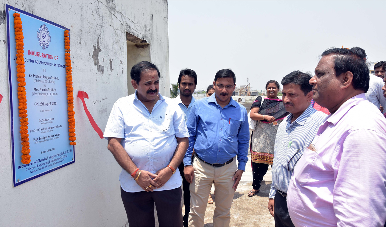 Rooftop Solar Power Plant inaugurated by Chairman of Koustuv Group Er. Prabhat Ranjan Mallick. Students of Department of EE & EEE has created this as a part of their project.