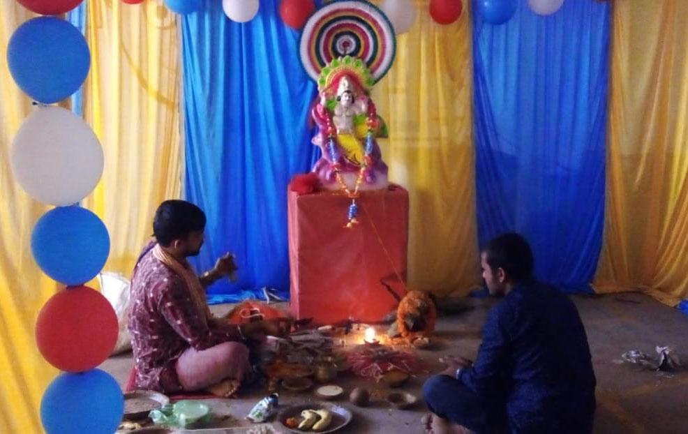 Vishwakarma Puja was held at the Koustuv Group of Institutions (KGI), adhering to COVID-19 protocol